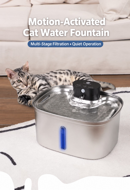 5L Stainless Steel Cat Water Fountain with Motion Sensor