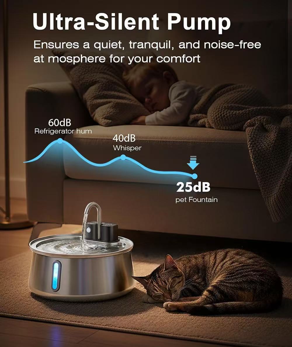 4L Wireless Stainless Steel Cat Water Fountain