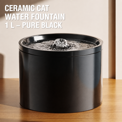 1L Ceramic Cat Water Fountain with Filter | Quiet USB Pump