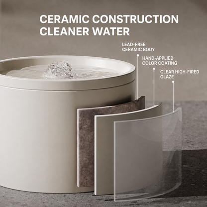 1L Ceramic Cat Water Fountain with Filter | Quiet USB Pump